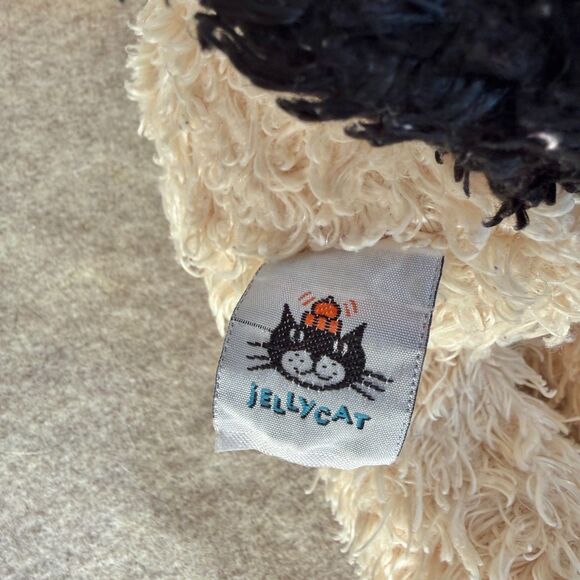 Jellycat Old Friend Pup 14” Curly Plush Stuffed Dog Cream Black Retired HTF - Picture 4 of 6